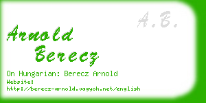 arnold berecz business card